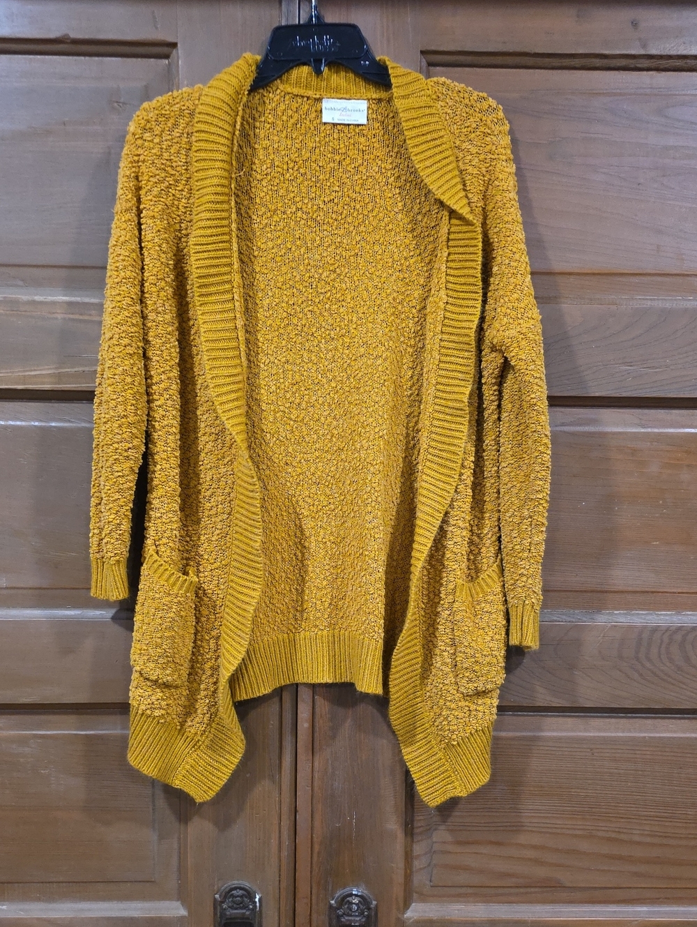 Bobbie Brooks Mustard Yellow Chunky Open-Front Cardigan